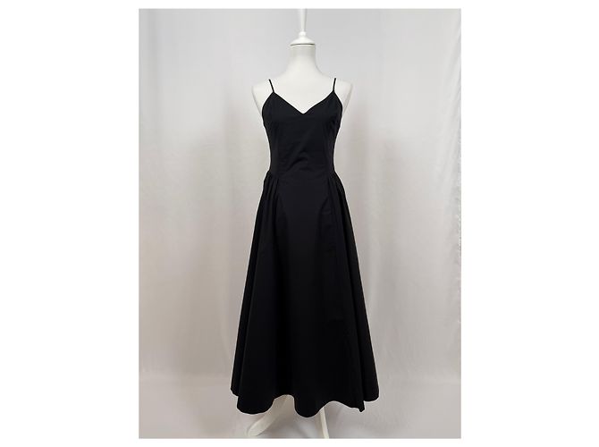 Autre Marque Vestido midi de popeline preto - vista 2