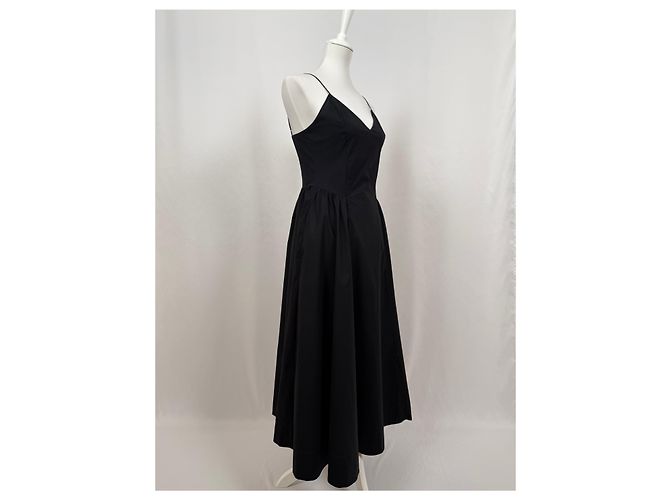 Autre Marque Vestido midi de popeline preto - vista 3