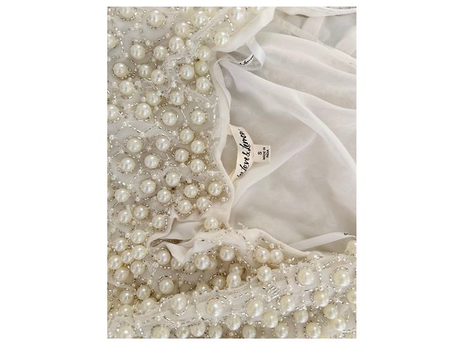 For Love & Lemons Top Pearly bow halter blanc Crudo - vista 5
