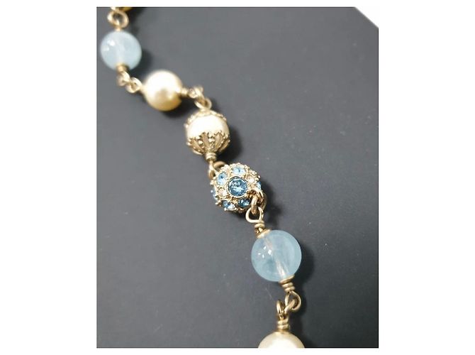 Collana Chanel B19 in resina acquamarina e perle usata - vista 5