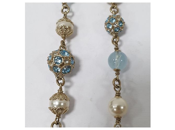 Collana Chanel B19 in resina acquamarina e perle usata - vista 8