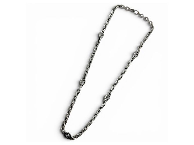 Collana a catena Interlocking G Gucci Argento - vista 4