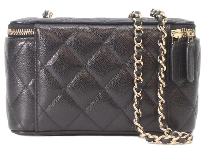 Borsa a tracolla vanity in pelle caviar nera Chanel Nero - vista 3
