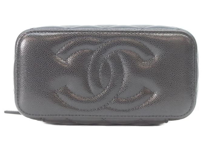 Borsa a tracolla vanity in pelle caviar nera Chanel Nero - vista 5