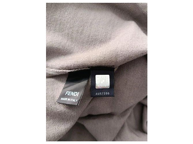 Fendi Tunika-Kleid aus beiger Wolle mit verzierter Gürtel - Ansicht 3