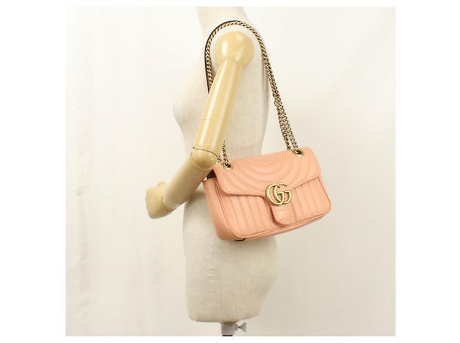 Borsa a Spalla Gucci Medium GG Marmont Rosa - vista 8
