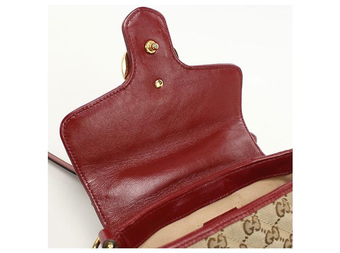 Borsa a mano mini Gucci GG Marmont con manico superiore Beige - vista 6
