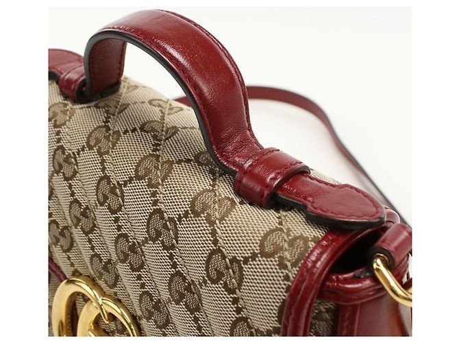 Borsa a mano mini Gucci GG Marmont con manico superiore Beige - vista 7