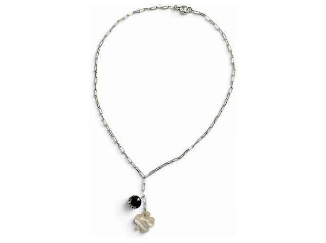 Collana con pendente Chanel 925 Shell Clover Logo Argento - vista 2