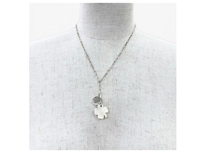 Collana con pendente Chanel 925 Shell Clover Logo Argento - vista 3