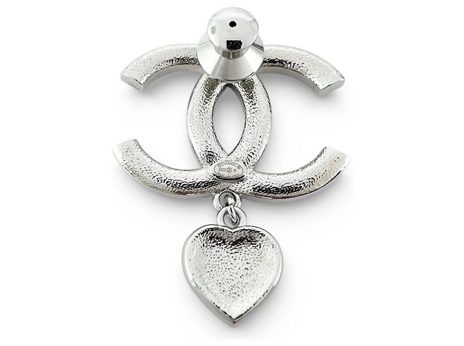 Spilla Chanel B23 Coco Mark Heart Rhinestone Argento - vista 2