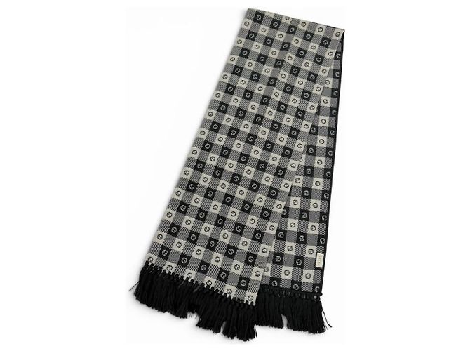 Gucci Interlocking G Check Pattern Fransenstola Schwarz Roh - Ansicht 3