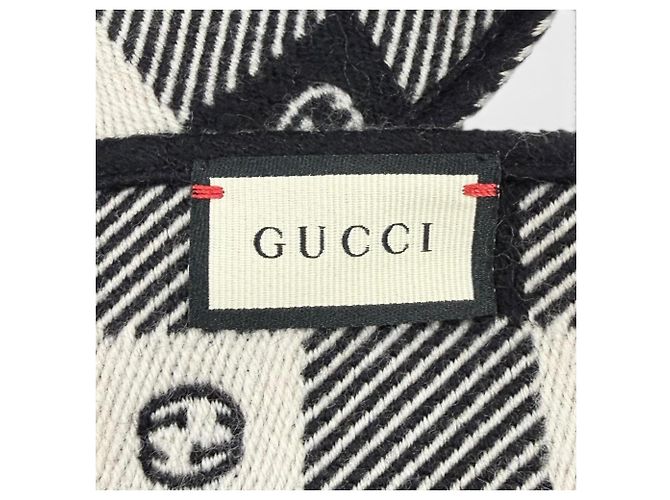 Gucci Interlocking G Check Pattern Fransenstola Schwarz Roh - Ansicht 6