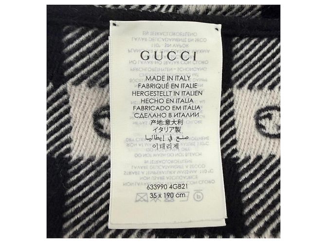 Gucci Interlocking G Check Pattern Fransenstola Schwarz Roh - Ansicht 7