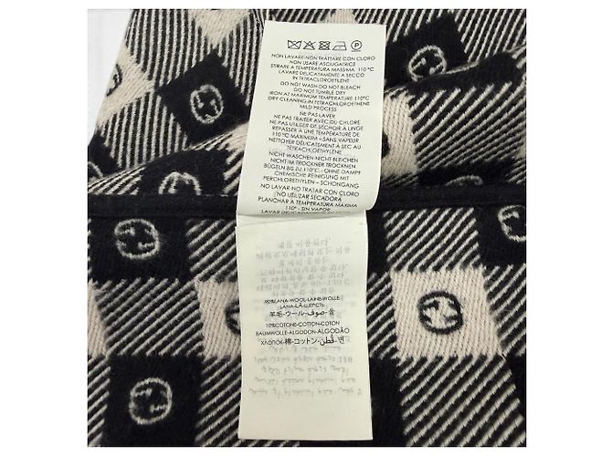 Gucci Interlocking G Check Pattern Fransenstola Schwarz Roh - Ansicht 8