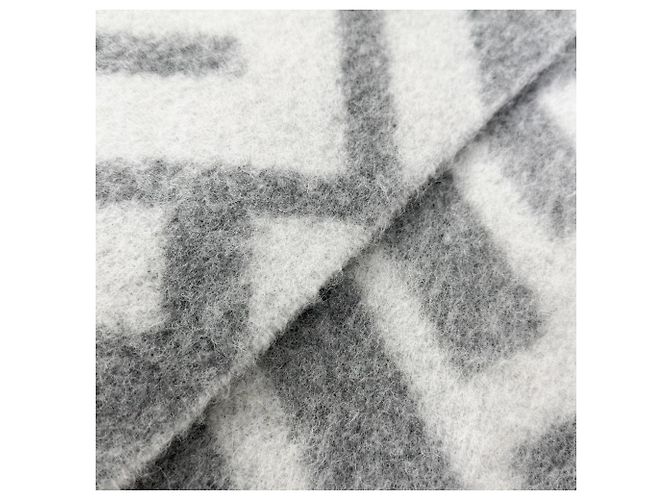 Fendi Gray Alpaca Wool Blend FF Logo Blanket Brown - view 4