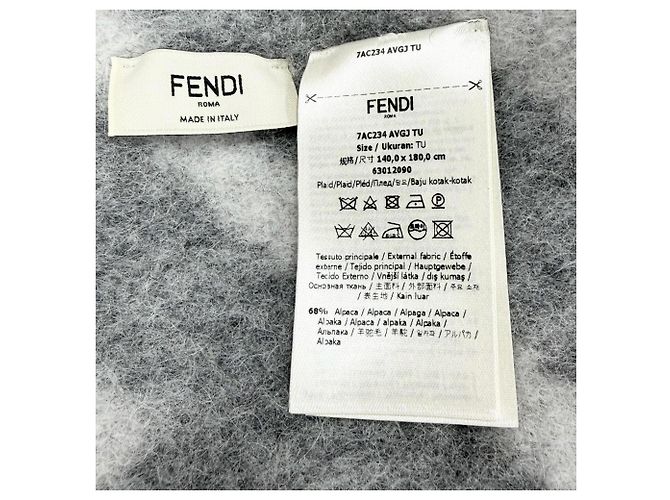 Fendi Gray Alpaca Wool Blend FF Logo Blanket Brown - view 6