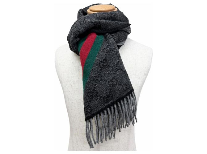 Stola in lana Gucci con logo GG Marrone - vista 2
