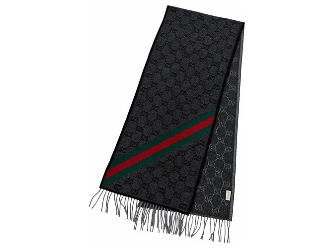 Stola in lana Gucci con logo GG Marrone - vista 3