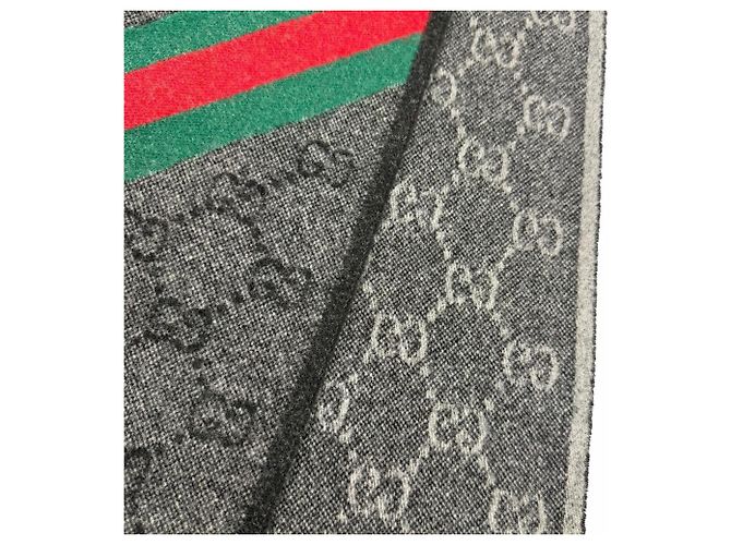 Stola in lana Gucci con logo GG Marrone - vista 4