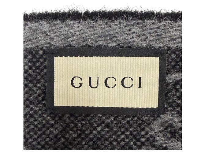 Stola in lana Gucci con logo GG Marrone - vista 7