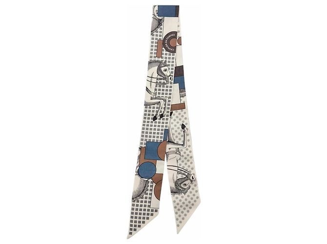 Hermès Sciarpa Twilly HERMES - Cavalier en Formes Multicolore - vista 3
