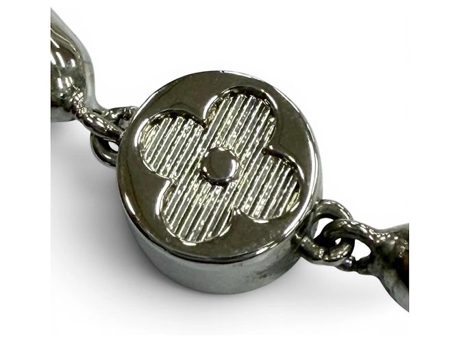 Bracciale a catena Louis Vuitton Pearl Fusion con logo LV Argento Bianco - vista 4