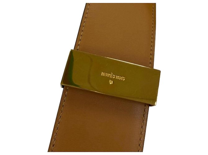 Hermès Hermes Vintage Collier de Chien 50 Ledergürtel Schwarz Golden - Ansicht 8