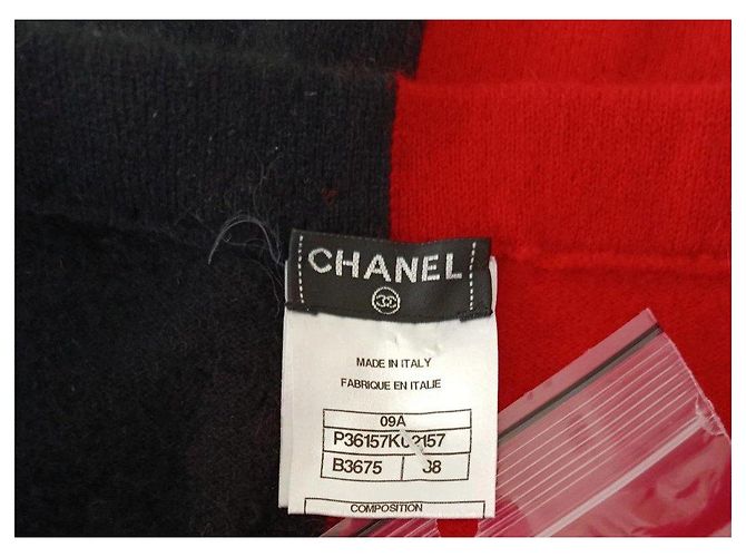 Gonna Chanel bicolore in lana e alpaca Nero Rosso - vista 4