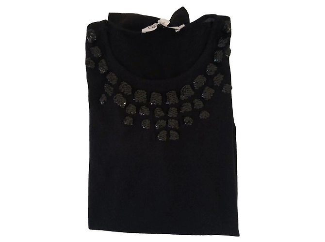Dior Kaschmirpullover in Schwarz mit Stickereien - Ansicht 2