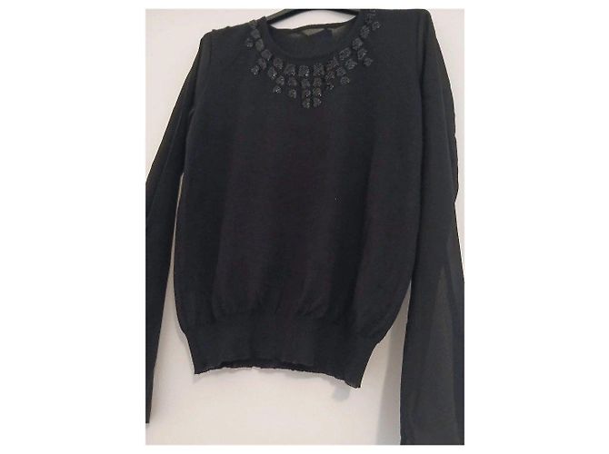 Dior Kaschmirpullover in Schwarz mit Stickereien - Ansicht 4