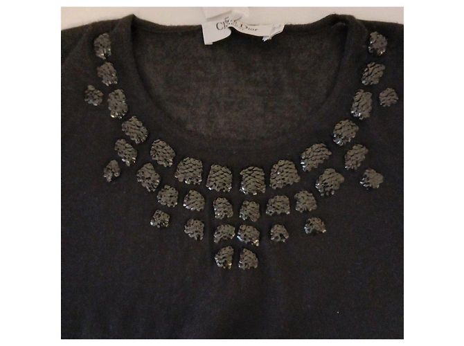 Dior Kaschmirpullover in Schwarz mit Stickereien - Ansicht 6