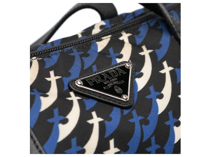 Borsa Satchel Prada Blue Tessuto Stampato - vista 7