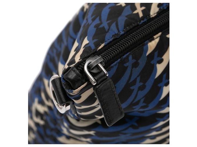 Borsa Satchel Prada Blue Tessuto Stampato - vista 8