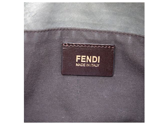 Fendi Tote aus grauem Nubuk mit FF-Kette Braun - Ansicht 5