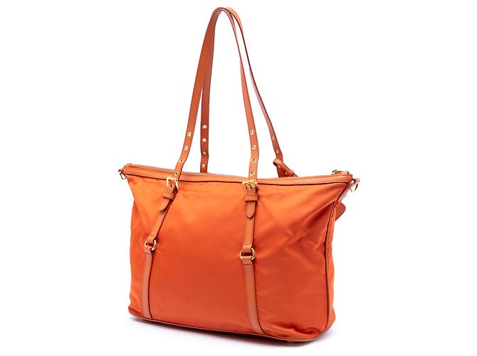 Borsa Prada Orange Saffiano Trimmed Tessuto Arancione - vista 2