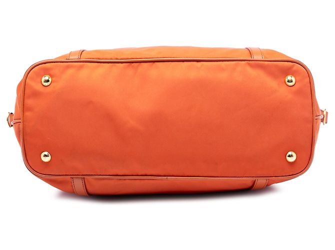 Borsa Prada Orange Saffiano Trimmed Tessuto Arancione - vista 3