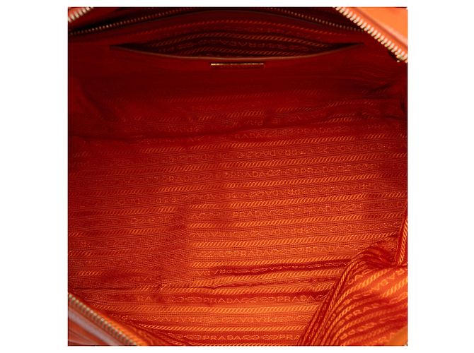 Borsa Prada Orange Saffiano Trimmed Tessuto Arancione - vista 4