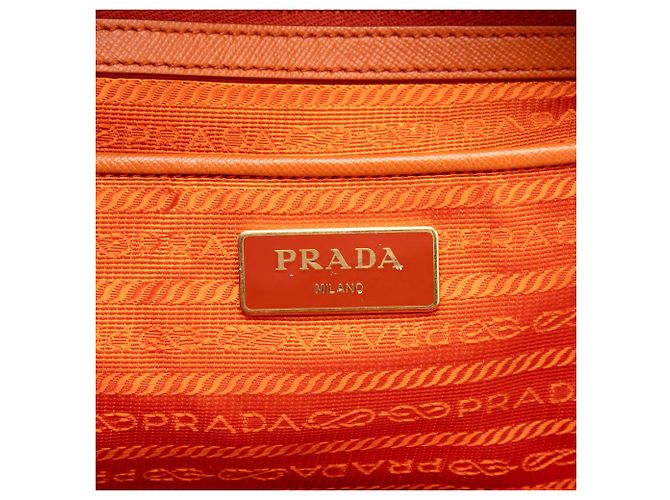 Borsa Prada Orange Saffiano Trimmed Tessuto Arancione - vista 5