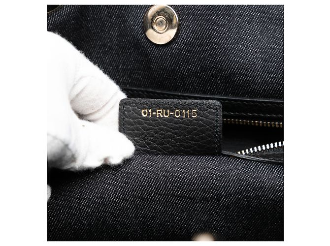 Bolsa D Light em denim preto com patch Dior - vista 6
