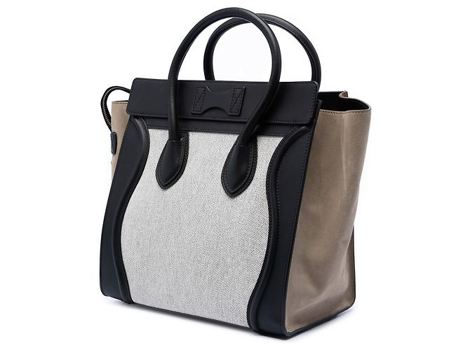 Céline Celine Gray Mini Canvas und Wildleder Tricolor Luggage Tote Braun - Ansicht 2
