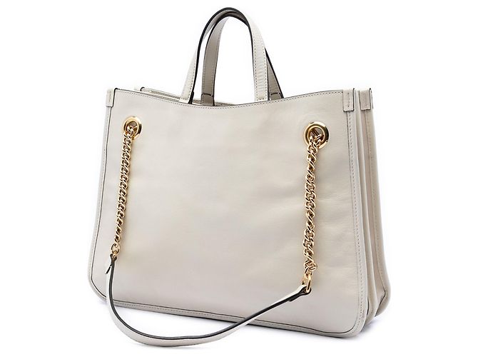 Tote Gucci White Medium Calfskin Horsebit 1955 Chain Bianco - vista 2