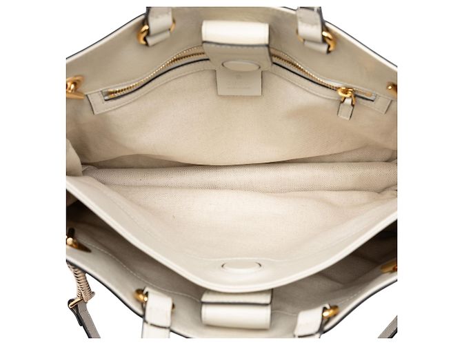 Tote Gucci White Medium Calfskin Horsebit 1955 Chain Bianco - vista 4