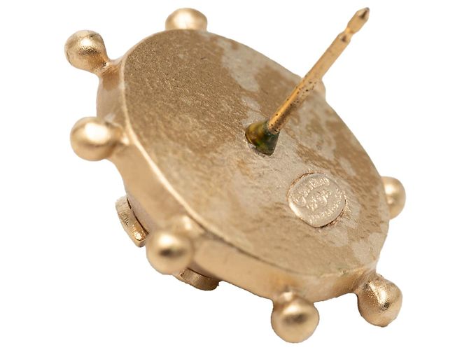 Orecchini Chanel Gold CC placcati oro, perle sintetiche e strass, motivo timone, chiusura a perno D'oro - vista 4