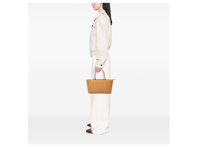 Tote in pelle marrone Burberry Caramello - vista 6