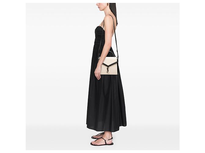 Saint Laurent Cassandra Handtasche aus beige Canvas in Medium - Ansicht 7