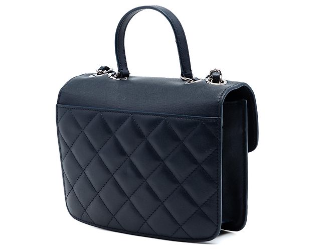 Chanel Blue Small Quilted Goatskin CC Box Flap Blu navy - vista 2