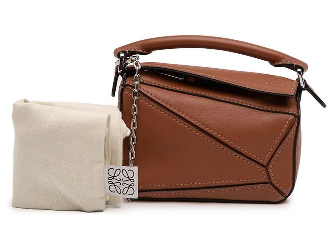 Borsa Nano Puzzle in pelle di vitello marrone LOEWE - vista 9