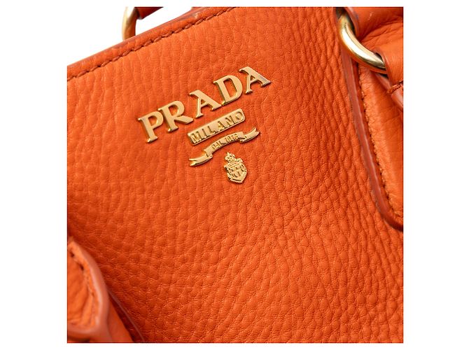 Tote Open Convertible in Vitello Daino arancione Prada - vista 5