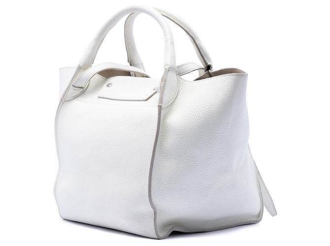 Céline Celine Big Bag in pelle di vitello a grana morbida bianca, piccola Bianco - vista 2